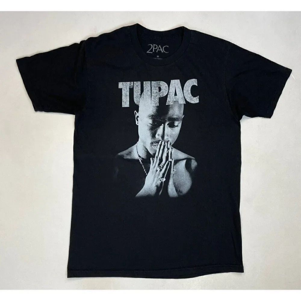 2pac Tupac Shakur Praying Hands Graphic T-shirt Men Medium Black Music